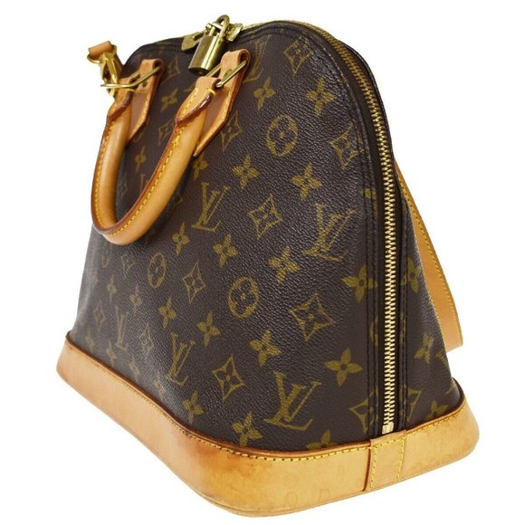 LOUIS VUITTON LV Logo Alma 2Way Hand Bag Monogram Leather Brown M51130 73YC686 - Picture 4 of 15